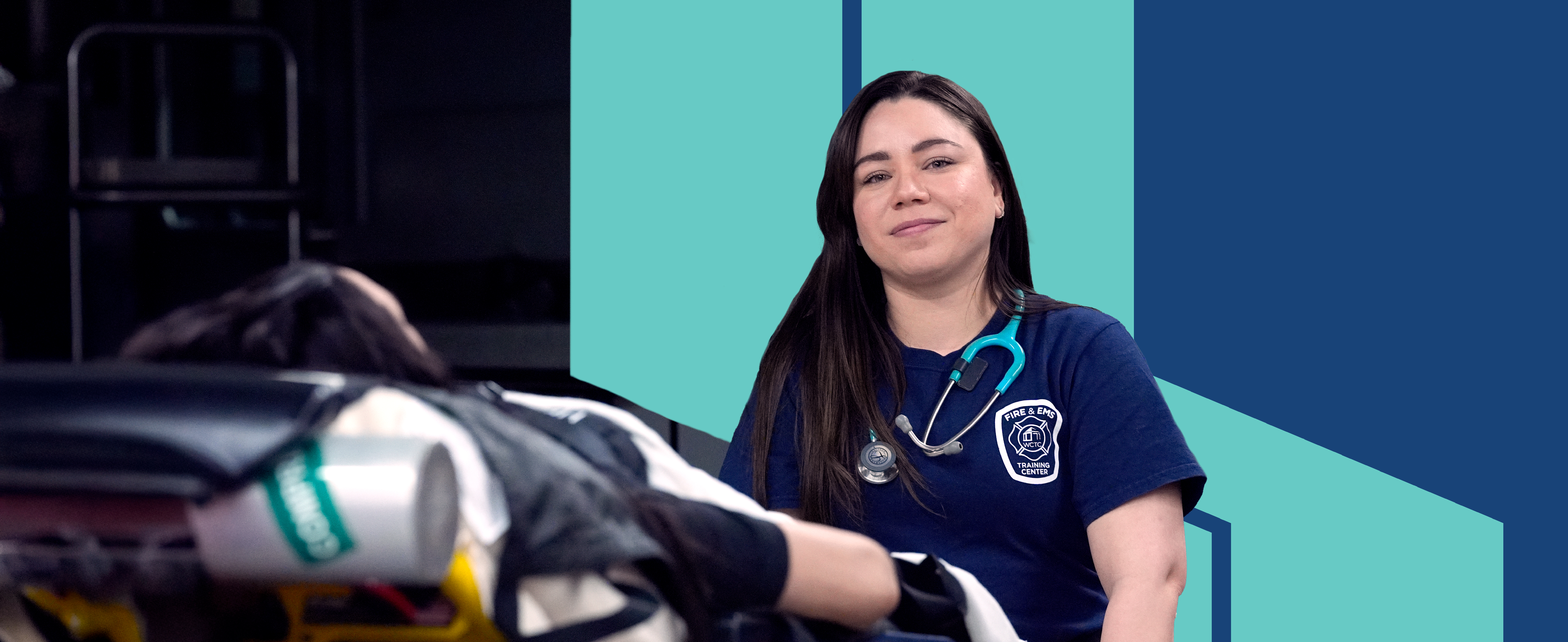 student photo with graphic background