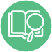 Book with magnifying glass icon