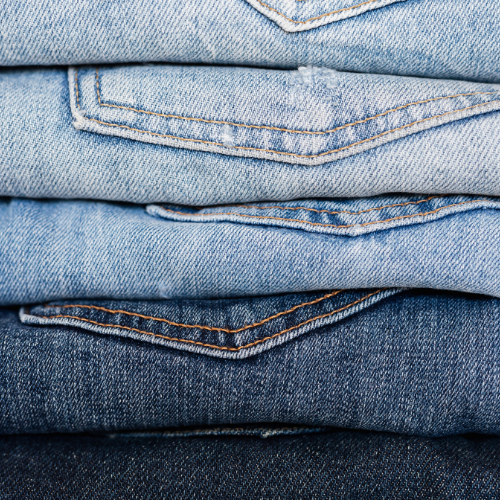 Stack of folded jeans