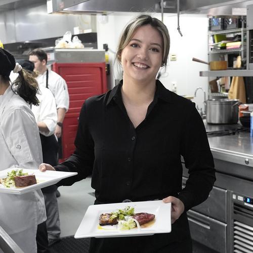 Server in WCTC training kitchen