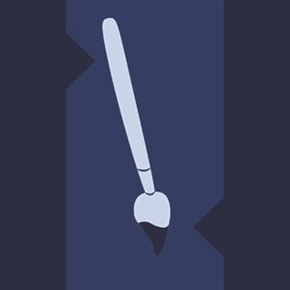 Sip and Paint event graphic showing a white paintbrush on a blue background