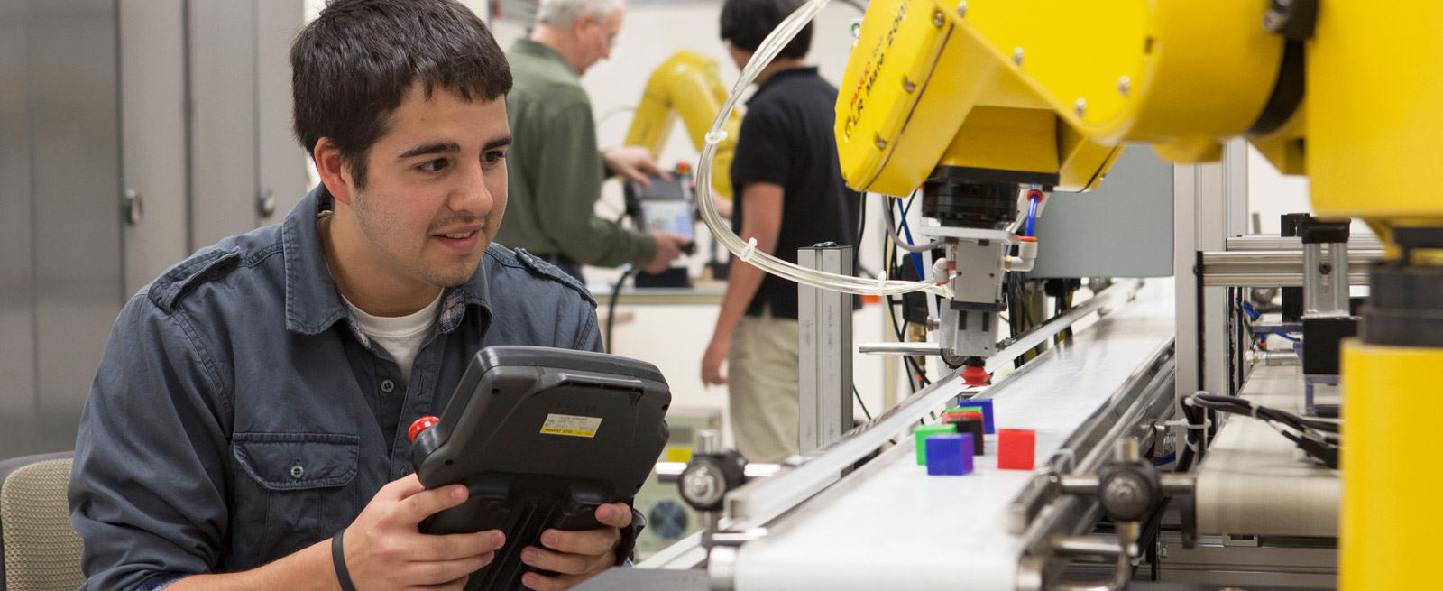 Student using equipment in WCTC Robotics Lab