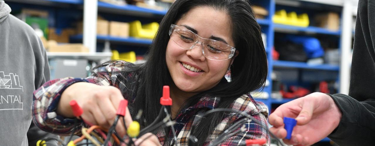 Student in electricity lab